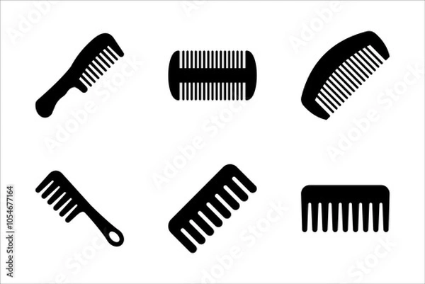 Fototapeta icon set hair comb, salon woman comb, , barber comb, hair brush and comb, For combing and styling hair, hair styling tools, vector illustration on a white background.
