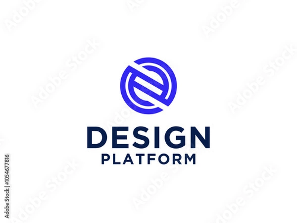Fototapeta Simple Initial Letter N Logo. Circle Shape with Negative Space N Letter inside. Usable for Business and Technology Logos.