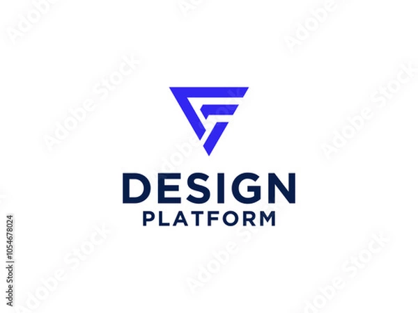 Fototapeta Abstract Initial Letter F Logo. Blue and Red Shape Line Shadow Style isolated on White Background. Usable for Business and Branding Logos.