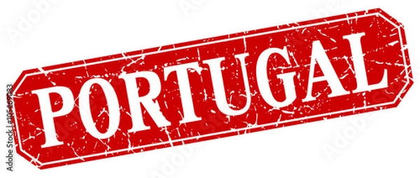 Fototapeta Portugal red square grunge retro style sign