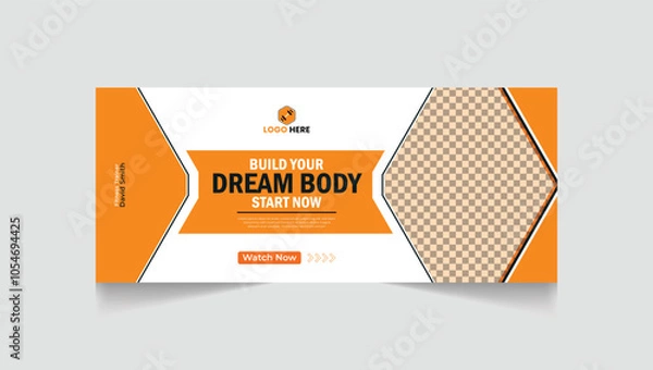 Fototapeta Gym, fitness social media post and web banner template design