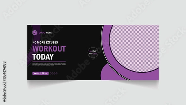 Fototapeta Gym, fitness social media post and web banner template design