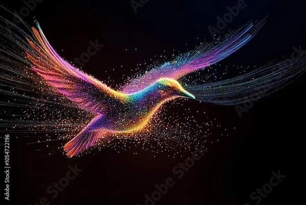 Obraz Colorful abstract particle birds