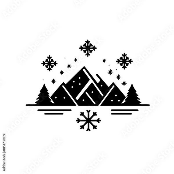 Obraz snowy mountains vector white background
