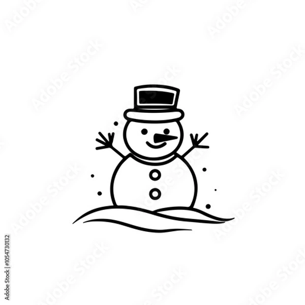 Obraz snowman with hat vector white background