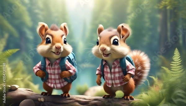 Fototapeta Whimsical forest filled with adorable animals in a charming cartoon style created by generative AI