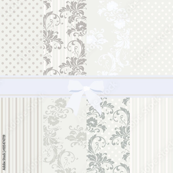 Fototapeta Vintage set of flower patterns in pastel colors. Vector