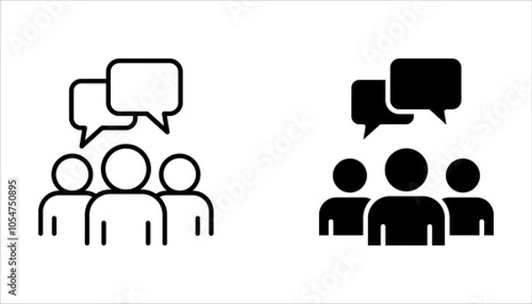 Fototapeta Discussion web line icons set. dialogue, chat, communication on white background