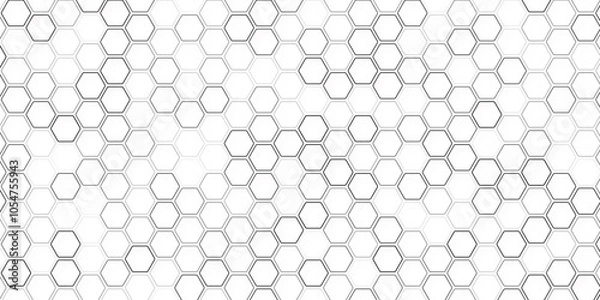 Fototapeta Abstract seamless pattern, white gray ceramic tiles floor. Mosaic background. Simple hexagon grid. Hexagonal cells. 
