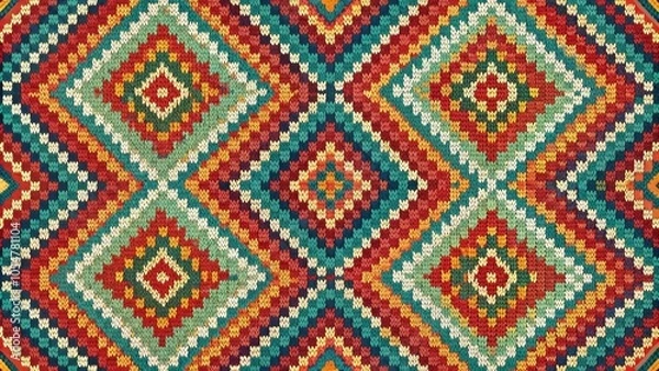 Fototapeta Abstract geometric pattern in fabric texture, geometric, abstract, fabric, background, texture, design, colorful, shapes