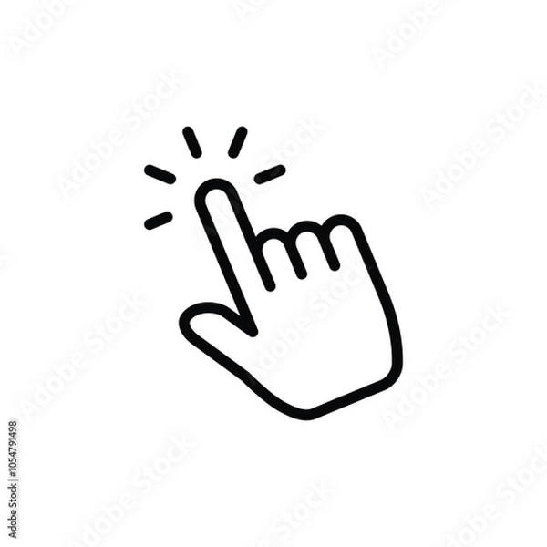 Fototapeta Pointer cursor сomputer mouse icon. Clicking cursor, pointing hand click icon. Vector illustration.