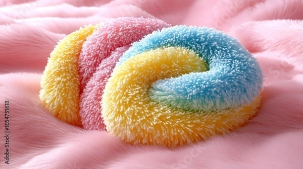 Fototapeta Colorful Soft Knitted Textured Yarn with Multicolored Pastel Shades : Generative AI
