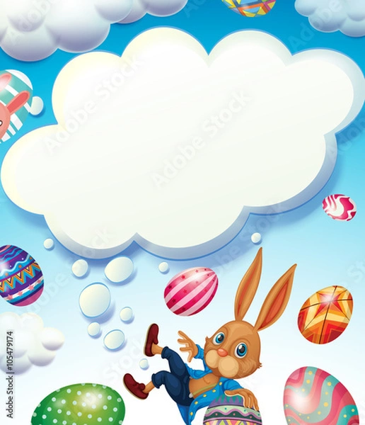 Fototapeta Happy Easter theme with bunny in the sky