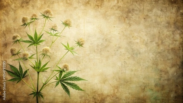 Fototapeta Vintage color style weed flowers on mulberry paper texture background, weed, flowers, vintage, color, style, mulberry paper