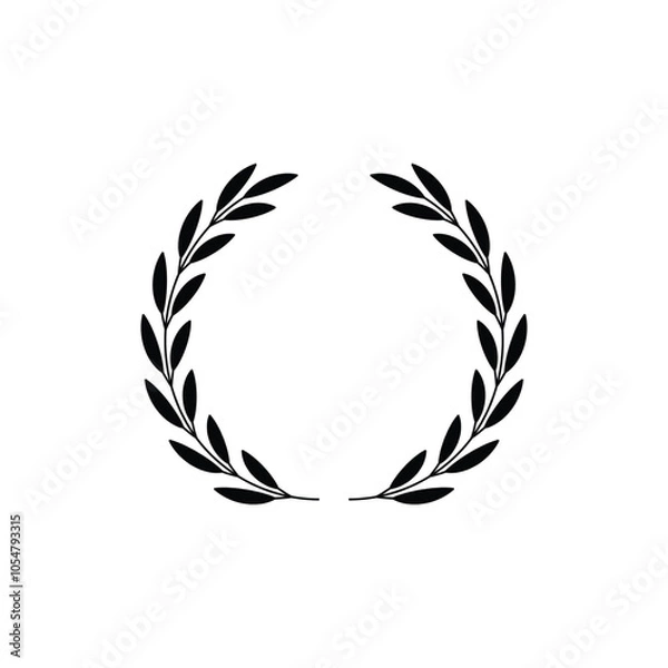 Obraz Laurel wreath icon. Assorted foliage and wheat wreath vector icon. Round leaf wreath design for trophy crest, award and achievement border. Vector illustration.