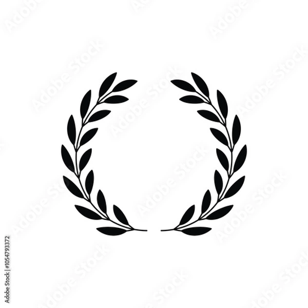 Obraz Laurel wreath icon. Assorted foliage and wheat wreath vector icon. Round leaf wreath design for trophy crest, award and achievement border. Vector illustration.