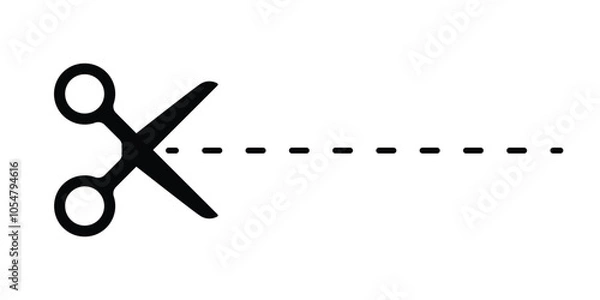 Obraz Cut line icon with scissor, cut here guidance, scissor and dash. Coupon mark and symbol for cropping, signifying voucher. Vector illustration.