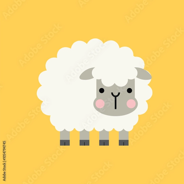 Obraz Cute cartoon sheep character. Vector illustration.