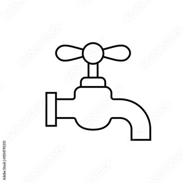 Obraz Water tap icon. Faucet with water drop icon isolated on white background. Vector illustration.