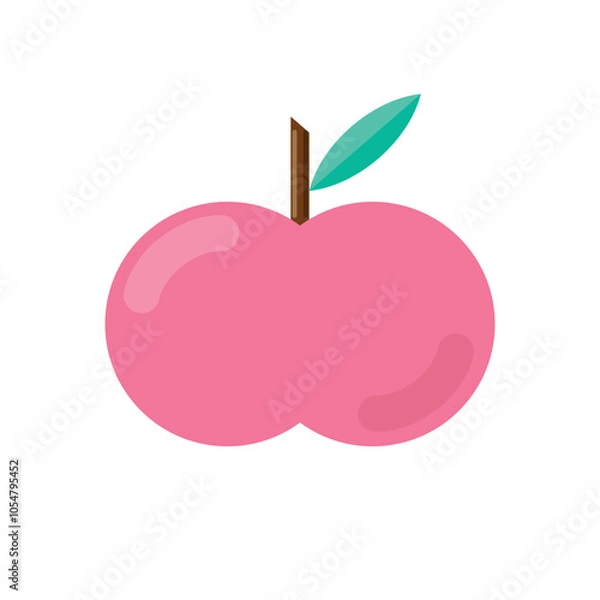 Obraz Apple with leaf icon isolated on white background. Vector illustration.