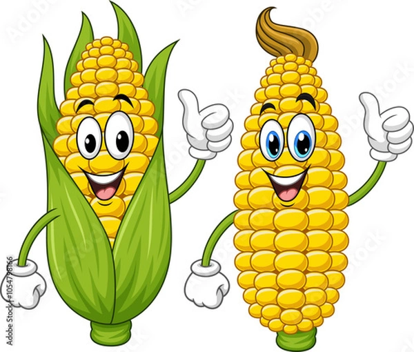 Obraz Cartoon funny corn giving thumb up