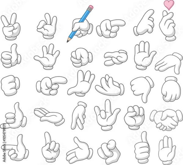 Fototapeta Illustration of hand gesture collection set