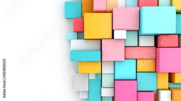 Fototapeta Colorful Abstract Geometry with 3D Cubes for Vibrant Modern Creative Inspiration : Generative AI