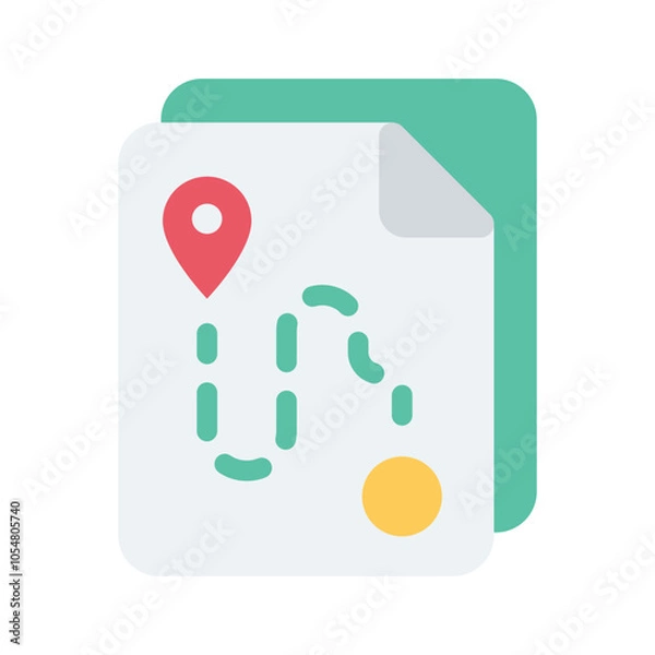 Fototapeta document map flat style
