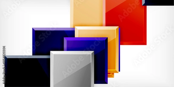 Fototapeta Glass toy style square shapes abstract design. Vector Illustration For Wallpaper, Banner, Background, Card, Book Illustration, landing page