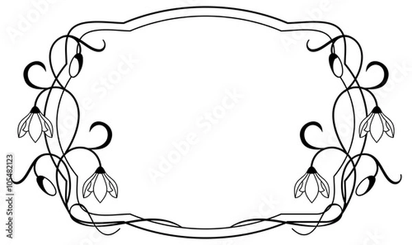 Obraz Silhouette frame with contour flowers