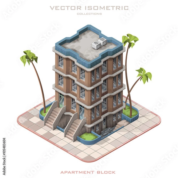 Fototapeta Isometric icon representing multistory building