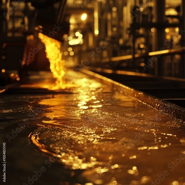 Fototapeta Close-Up of Oil Extraction Process in Refinery
