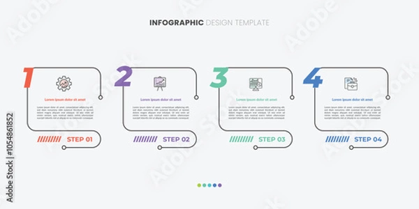 Fototapeta Infographic 4 Step timeline journey, calendar Flat simple infographics design template. presentation graph