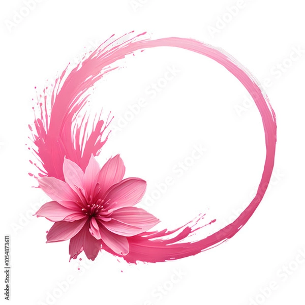 Fototapeta Circle flower color brush stroke on transparent background