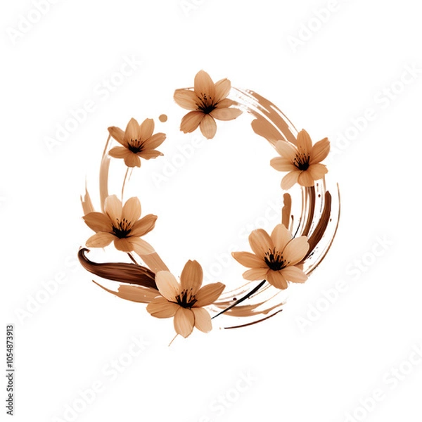 Fototapeta Circle flower color brush stroke on transparent background