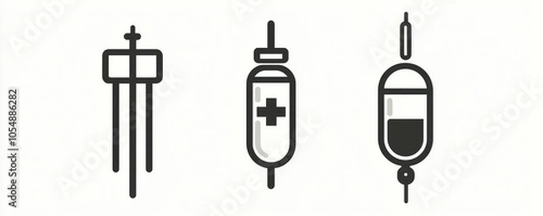 Fototapeta Intravenous medical treatments depicted in a clean, detailed IV drip glyph icon.