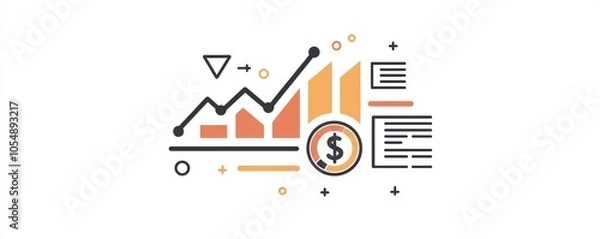 Fototapeta Sleek business analytics line icon, minimalist corporate data symbol.