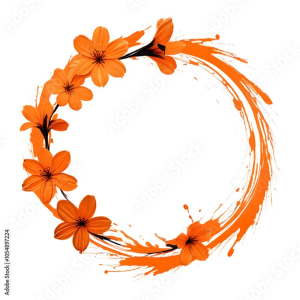 Obraz Circle flower color brush stroke on transparent background