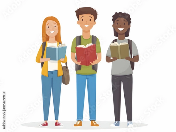 Fototapeta Flat College Students Collaboration AI Project Candid Moment Brainstorming Ideas Coding Modern Classroom Illustration Enthusiastic Expertise AI Learning Growth Simple Vector Design Business Tone