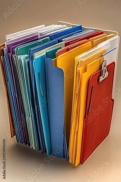 Fototapeta Card index system organizing information with colorful files