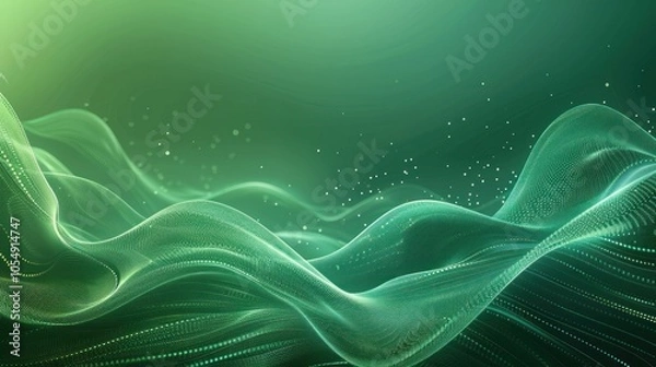 Fototapeta A futuristic green digital background with minimalistic shapes, creating a sleek and modern aesthetic, perfect for professional and forward-thinking presentations