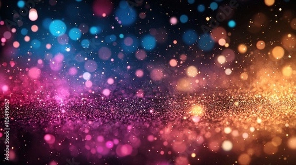 Obraz Colorful bokeh lights shimmering in a dark backdrop create a magical atmosphere during an evening celebration or event