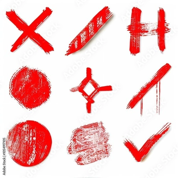 Fototapeta set of red and white crosses