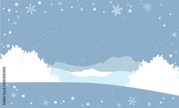 Fototapeta 雪の結晶がかわいい冬のフレーム