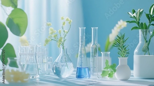Fototapeta Scientific Setup with Natural Elements in Laboratory