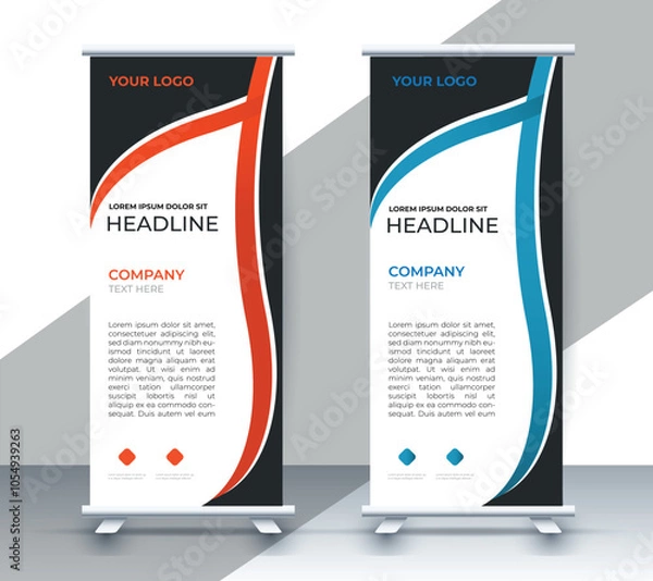 Fototapeta Modern roll up banner design template. flyer. pull up. presentation. brochure. poster. advertisement. print media	
