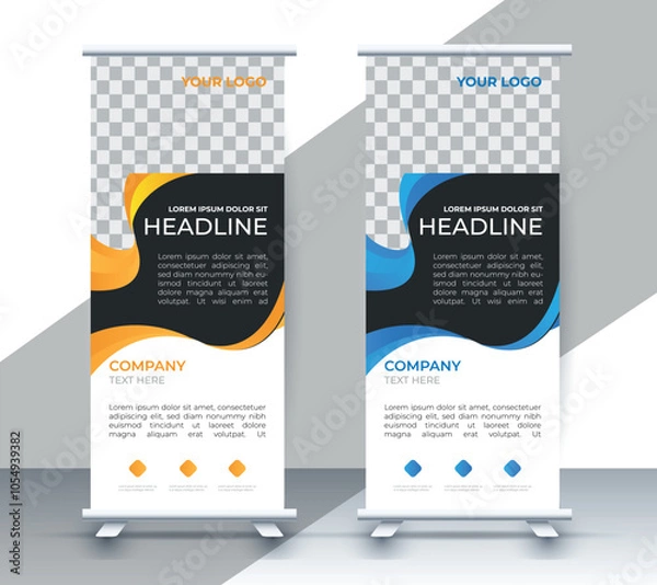 Fototapeta Modern roll up banner design template. flyer. pull up. presentation. brochure. poster. advertisement. print media	
