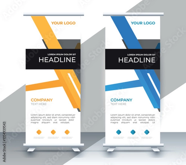 Fototapeta Modern roll up banner design template. flyer. pull up. presentation. brochure. poster. advertisement. print media	
