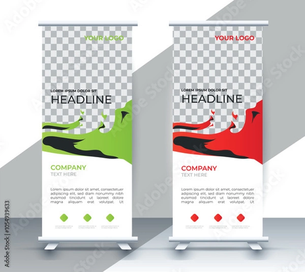Fototapeta Modern roll up banner design template. flyer. pull up. presentation. brochure. poster. advertisement. print media	
