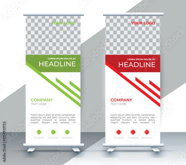 Fototapeta Modern roll up banner design template. flyer. pull up. presentation. brochure. poster. advertisement. print media	
